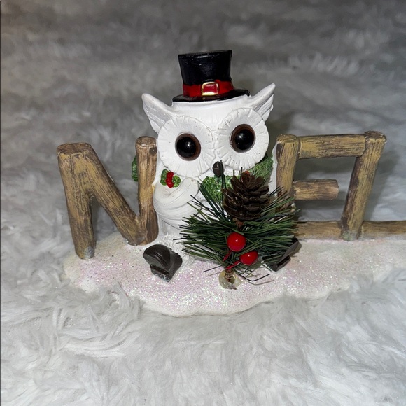 Source Unknown Other - White and Brown Holiday Owl Figurine